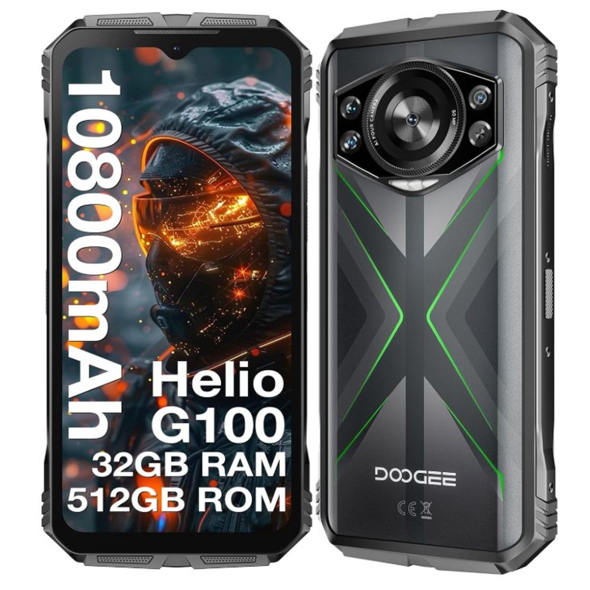 DOOGEE - Celular DOOGEE S118 4G, 32gb Ram, 512gb Rom, Helio G100, 10800 mAh, Verde