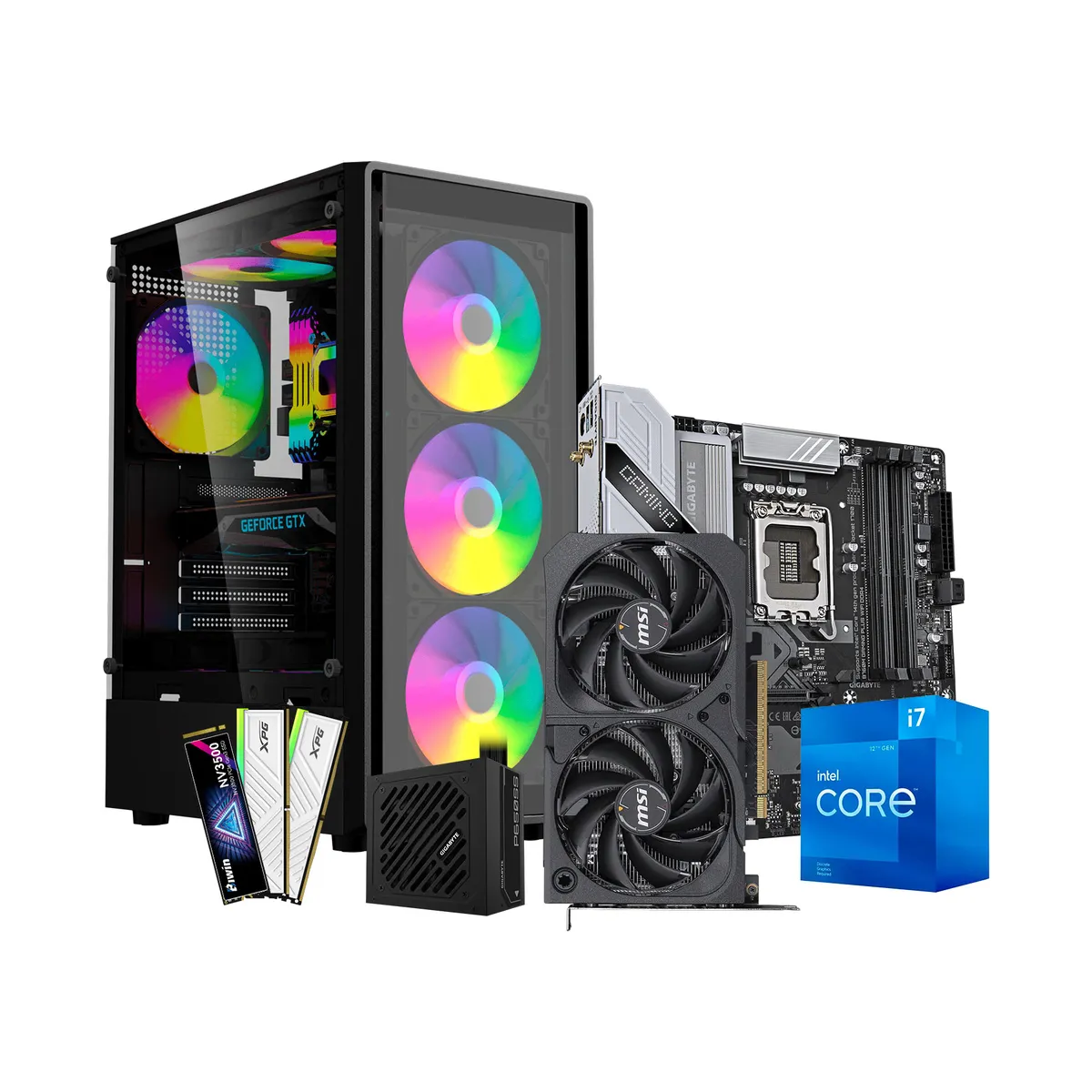 GIGABYTE - PC Gamer Core i7-12700F - NVIDIA RTX 5050 8GB - 16GB RAM RGB - 1TB SSD Gen4 - Wi-Fi