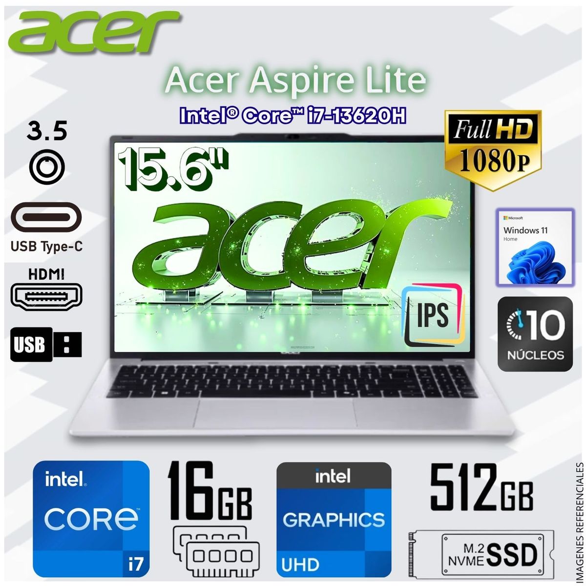 ACER - Laptop Acer AL15-72P-7948 15.6 FHD Intel® Core™ i7-13620H 16GB DDR5 512GB SSD Gráficos Intel® UHD