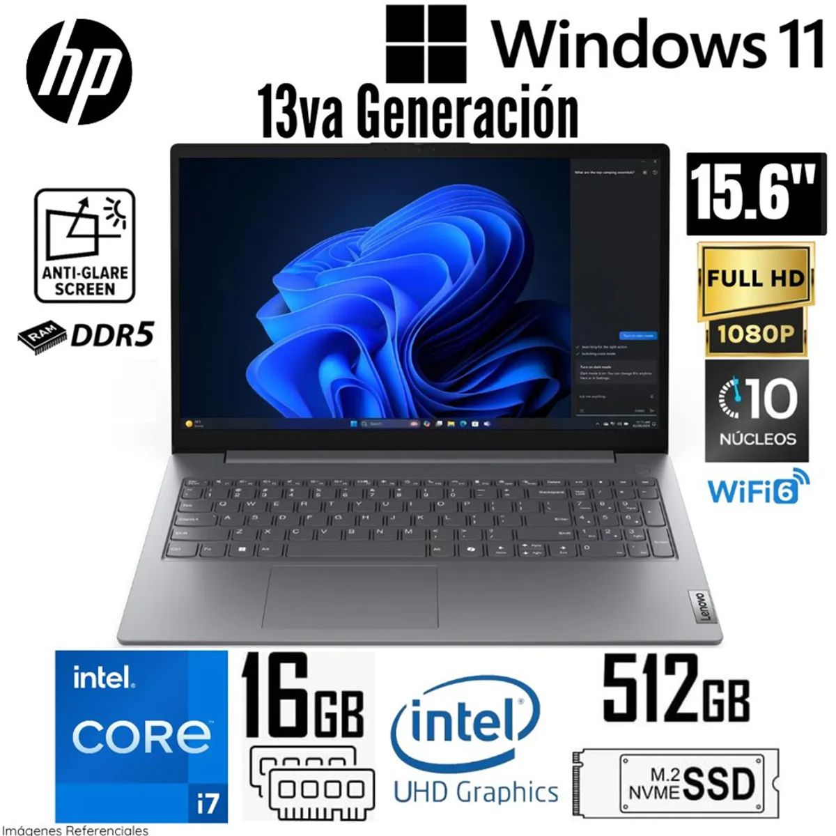 LENOVO - Laptop Lenovo V15 G5 IRL Intel Core i7-13620H RAM 16GB SSD 512GB 15.6" FHD Win 11 83GW005HLD