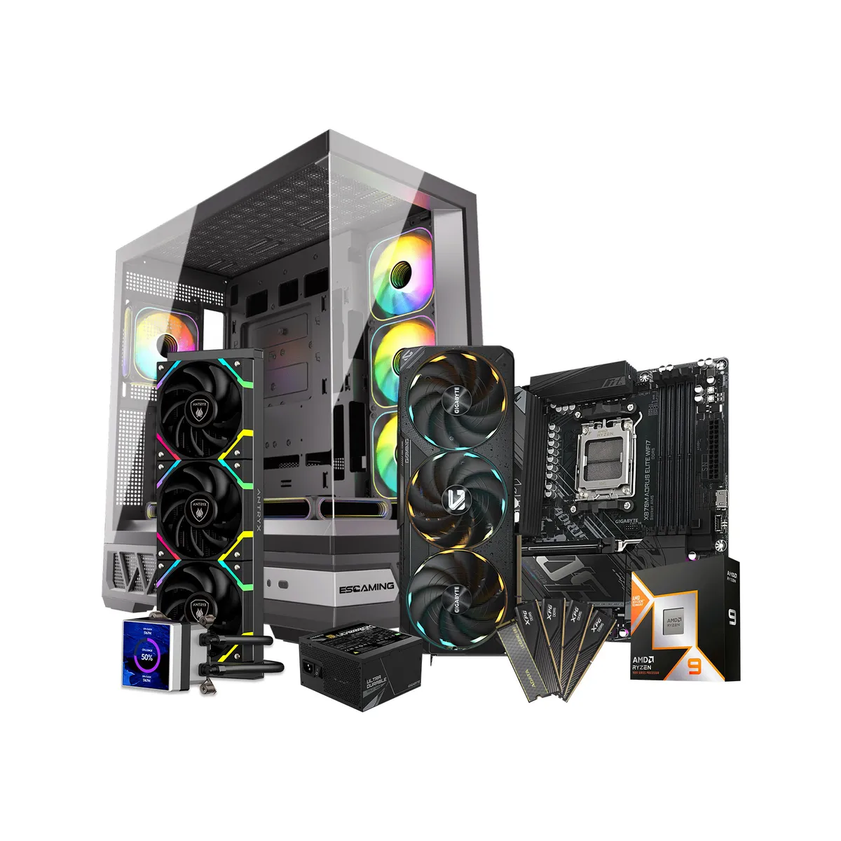 GIGABYTE - PC GAMER Ryzen 9 9950X3D - NVIDIA RTX 5080 16GB - 64GB RAM DDR5 - Liquid Cooling 360mm - SSD Gen4