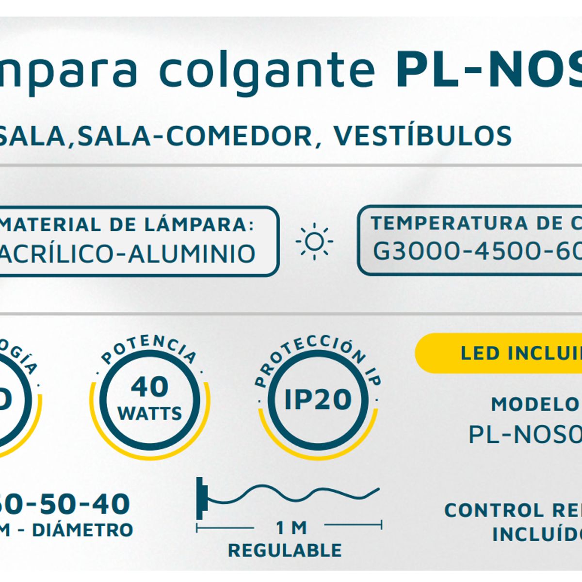 GENERICO - Lámpara colgante LED múltiple aros