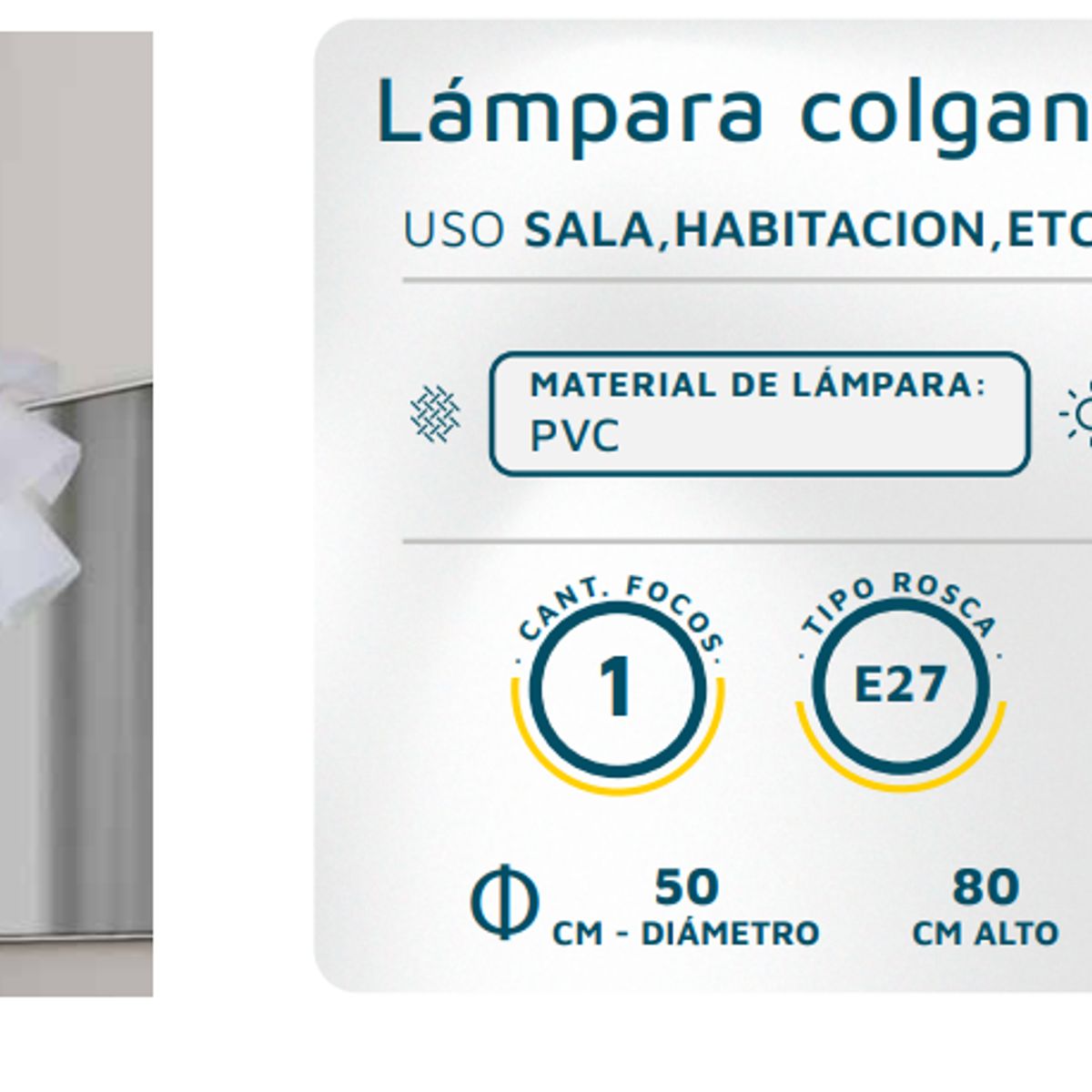 GENERICO - Lámpara colgante decorativa E27