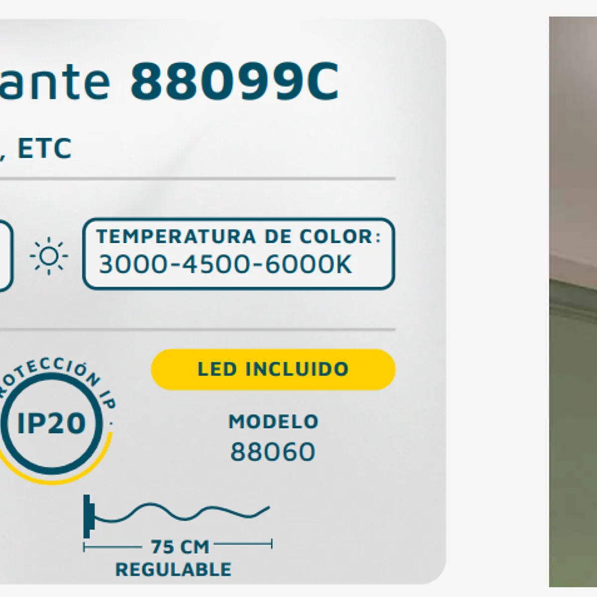 GENERICO - Lámpara colgante LED moderna aro decorativo