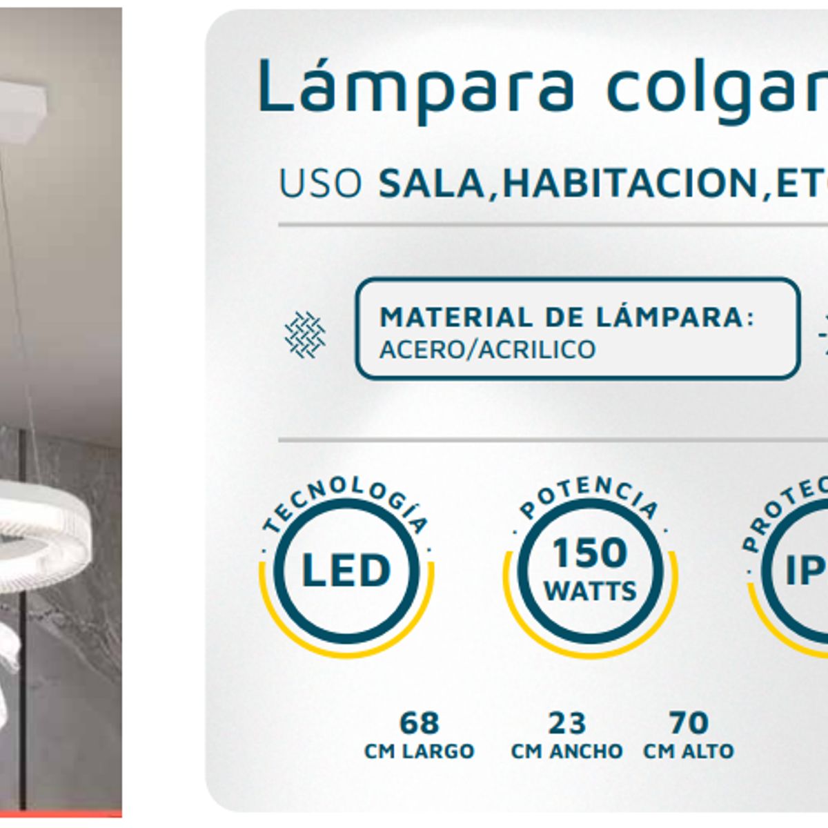 GENERICO - Lámpara colgante LED moderna decorativa