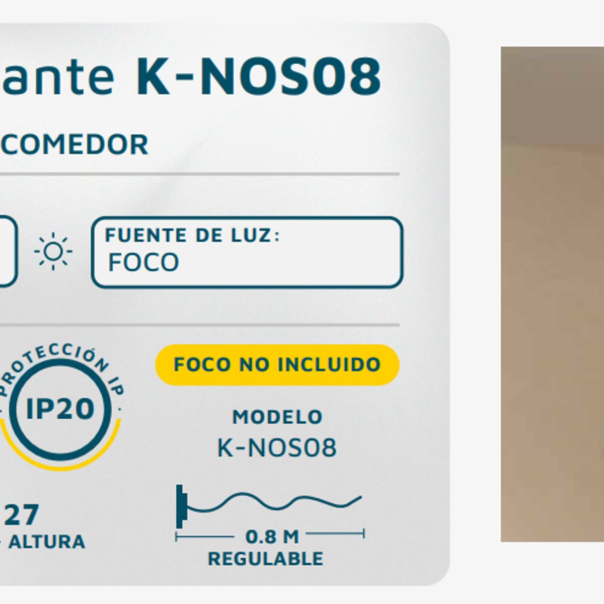 GENERICO - Lámpara colgante cocina moderna metálica