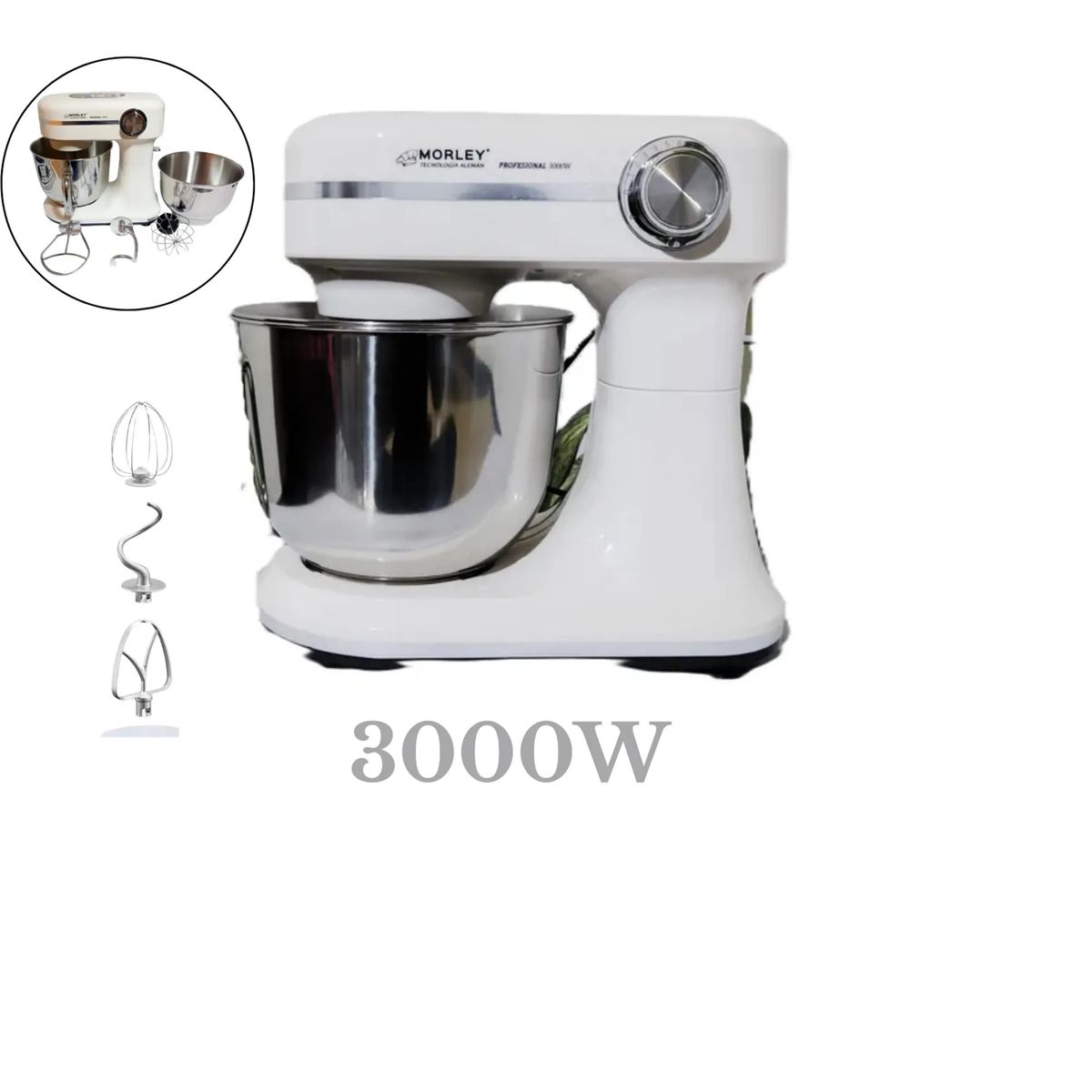 MORLEY - Batidora Planetaria Profesional Morley 3000 Watts 12 Velocidades Blanca Garantia