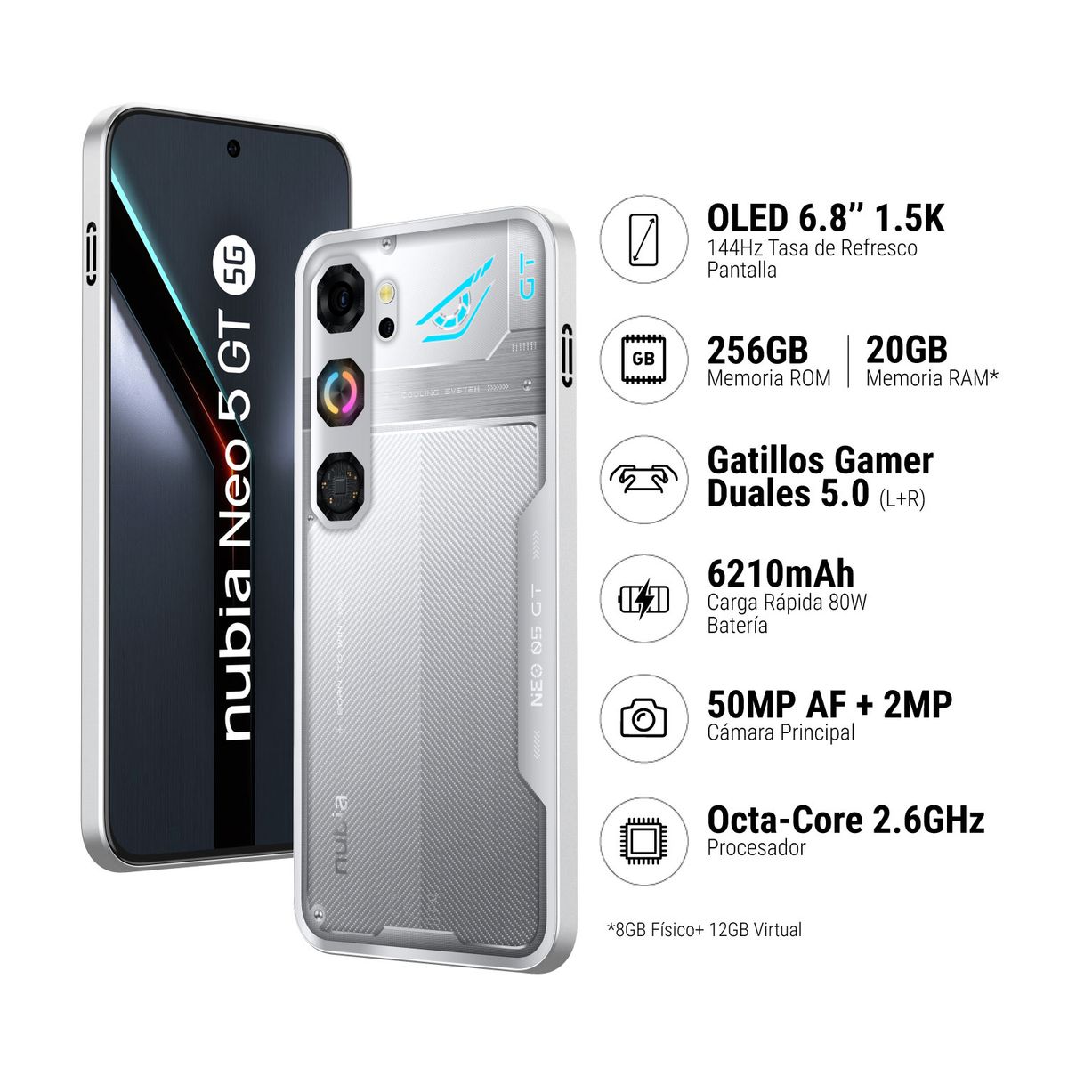 ZTE - ZTE NUBIA NEO 5 GT 5G (8+12)GB+256GB - PLATEADO