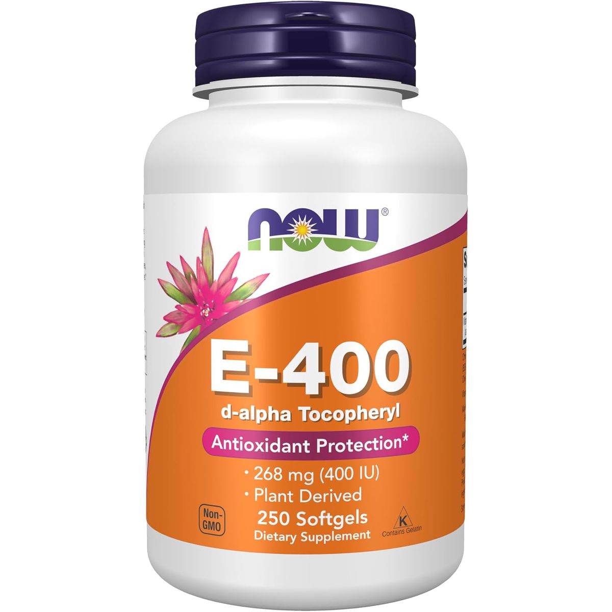 GENERICO - Vitamina E natural – vitamina E de 400 UI D-alfa tocoferil NOW Suplementos 250 softgels
