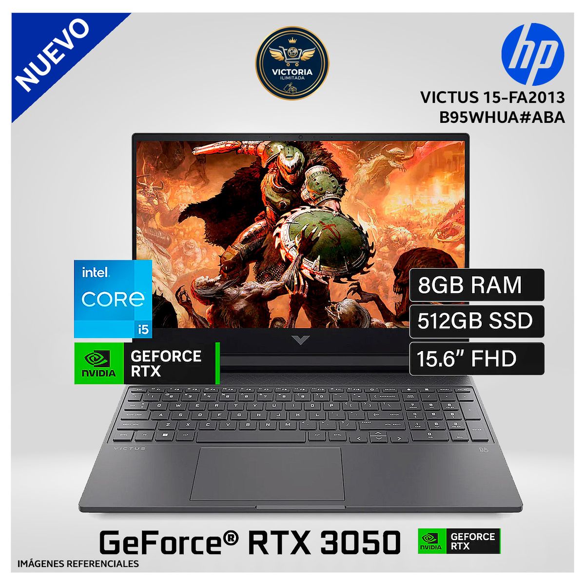 HP - Laptop HP Victus 15-FA2013DX Intel Core i5 13420H 8GB RAM 512GB SSD RTX 3050 6GB 15.6" FHD Windows 11 (B95WHUA#ABA)
