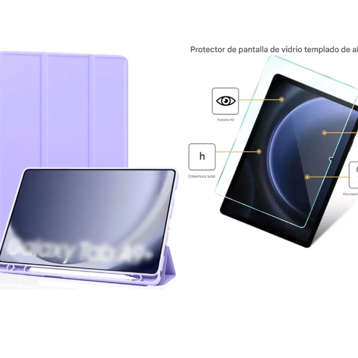 CASE - Funda Porta pencil compatible Para tablet  s11 de 11 pugadas rosado + mica de vidrio