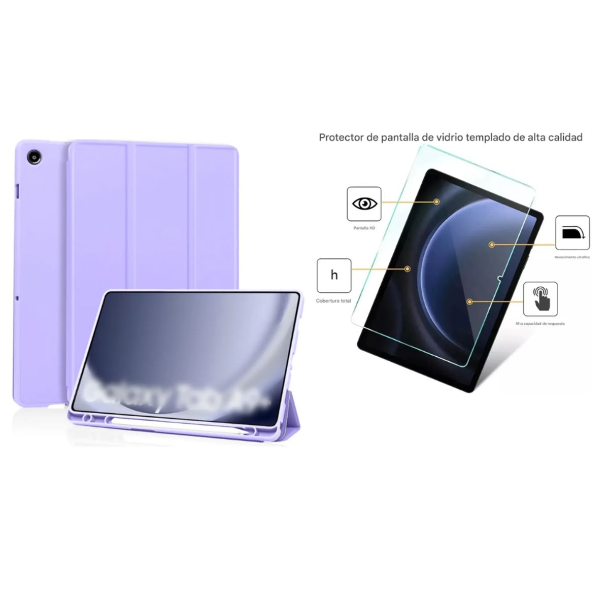 CASE - Funda Porta pencil compatible Para tablet  s11 de 11 pugadas rosado + mica de vidrio