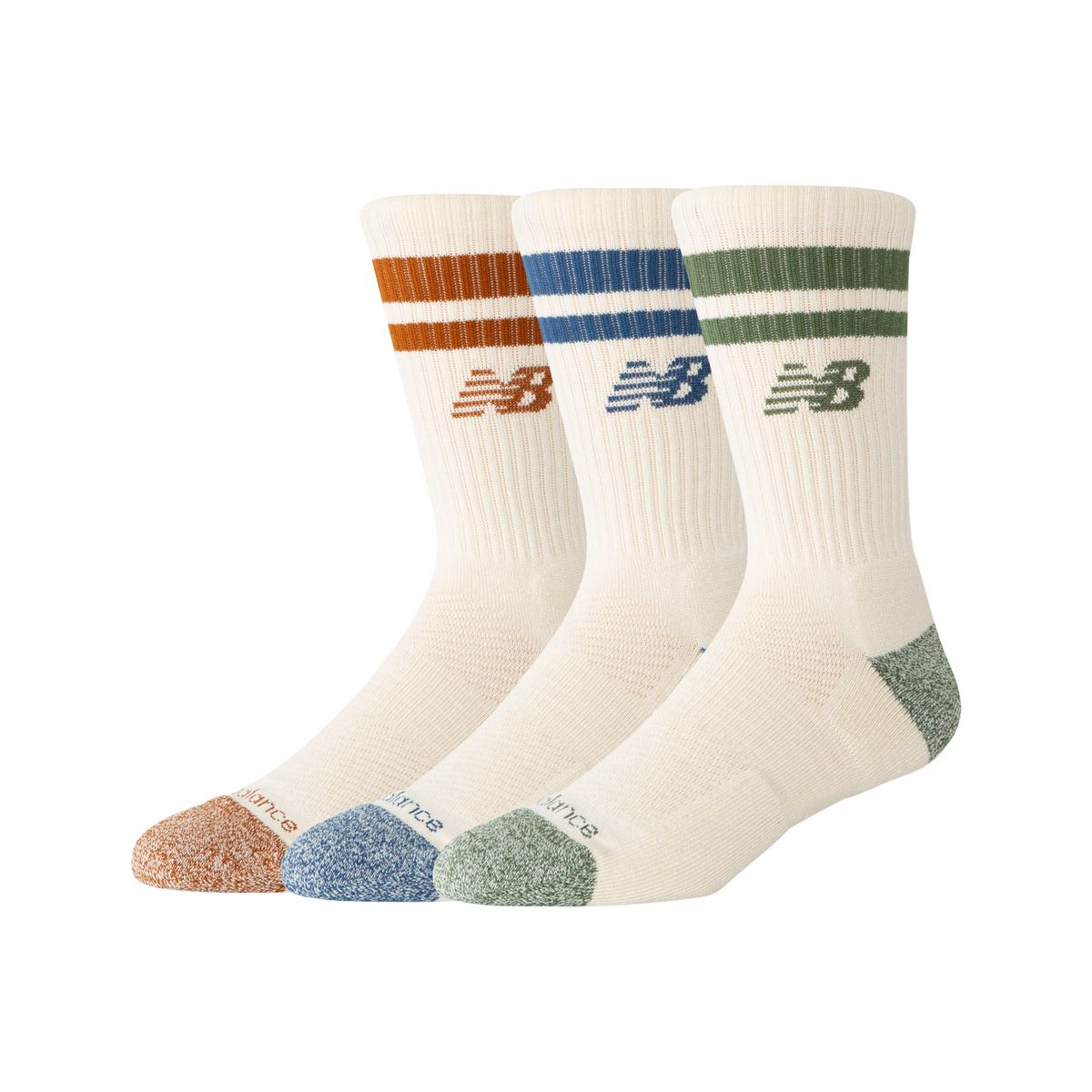 NEW BALANCE - Medias Active Lifestyle Striped Crew Socks 3 Pack Multicolor