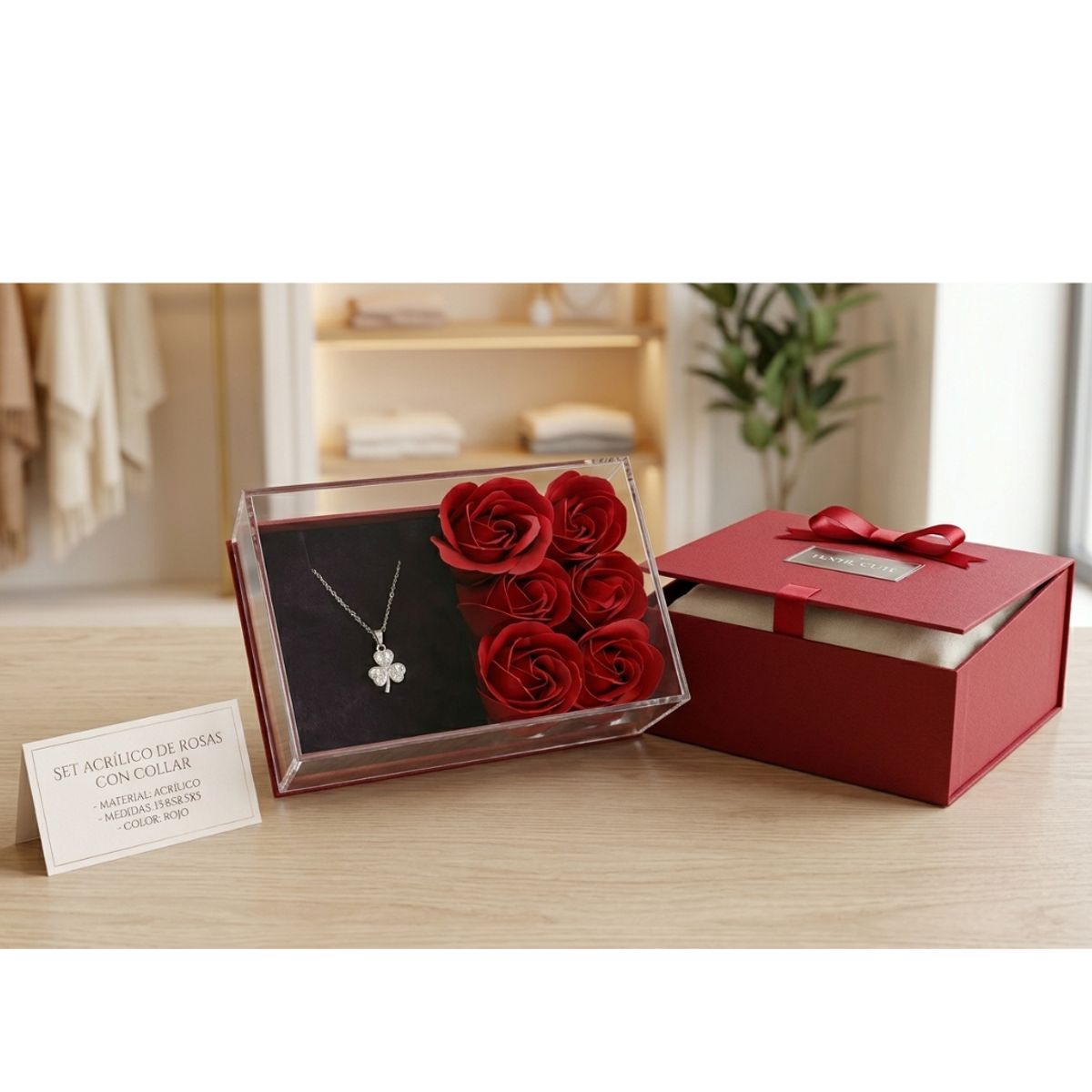 GENERICO - SET ACRILICO DE ROSAS CON COLLAR