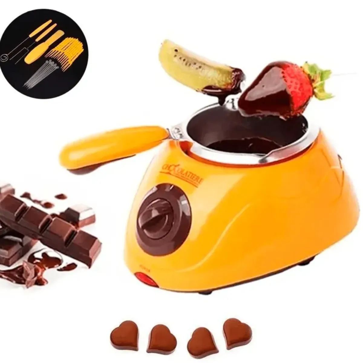 Set Chocolatera Eléctrica Chocolatiere Funde, Moldea y Crea Postres Deliciosos - AMARILLO, marca OEM - Foto Principal