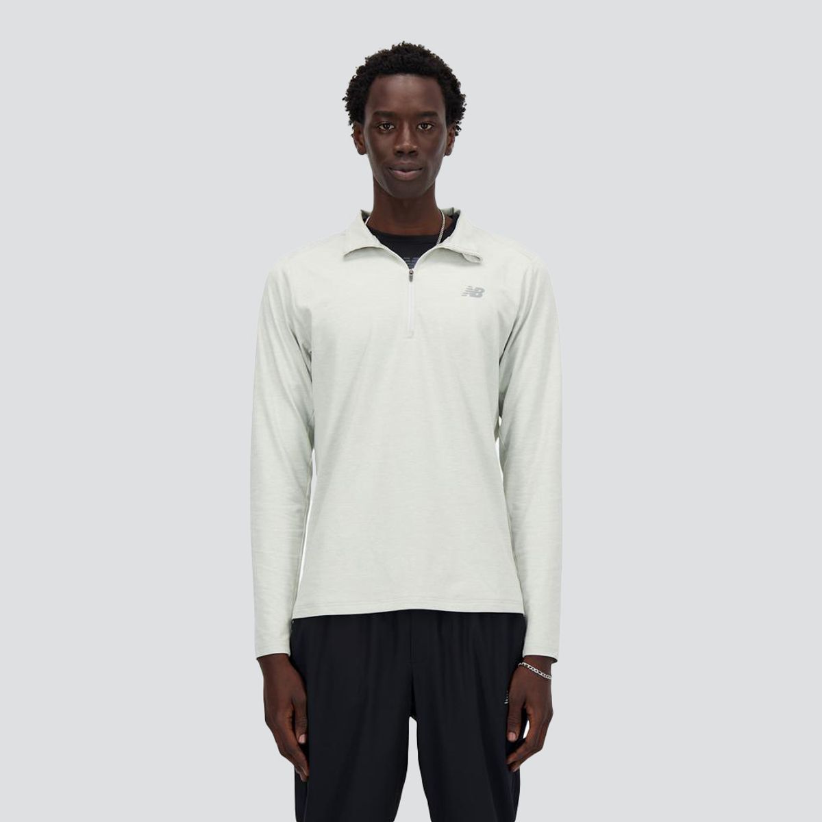 NEW BALANCE - Casaca Hombre Space Dye 1/4 Zip Gris