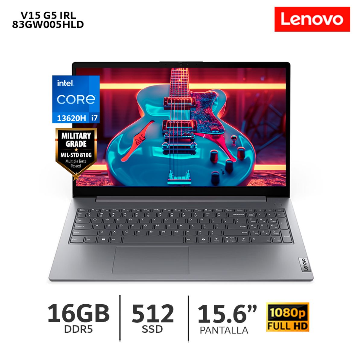 LENOVO - Laptop Lenovo V15 G5 IRL Ci7-13620H 16Gb Ram 512Gb SSD 15.6” FHD-83GW005HLD