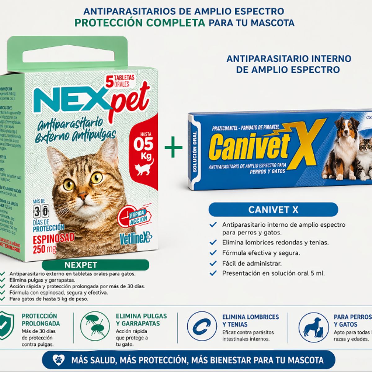 GENERICO - Pack Antiparasitario para Gatos  Nexpet + Canivet X