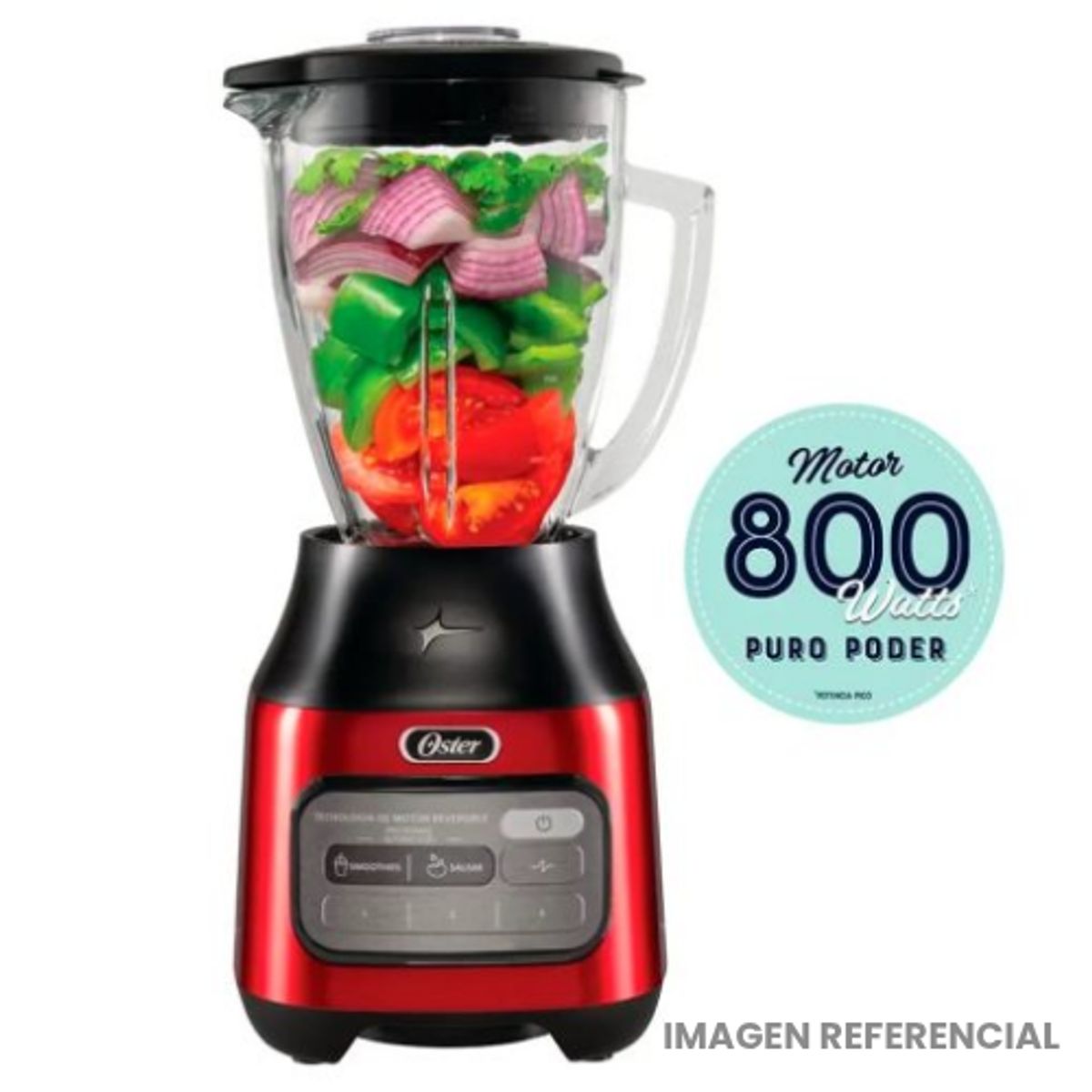 OSTER - Licuadora Oster con Tecnología Reversible, 1.5L, 800W, Rojo, BLSTPEG-CRT