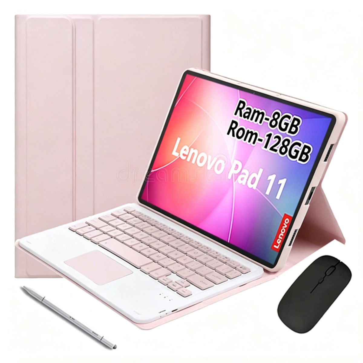 LENOVO - Tablet Lenovo Pad 11 2025 8GB+128GB WiFi y Ratón inalámbrico Bluetooth &Teclado & Lápiz-Rosa