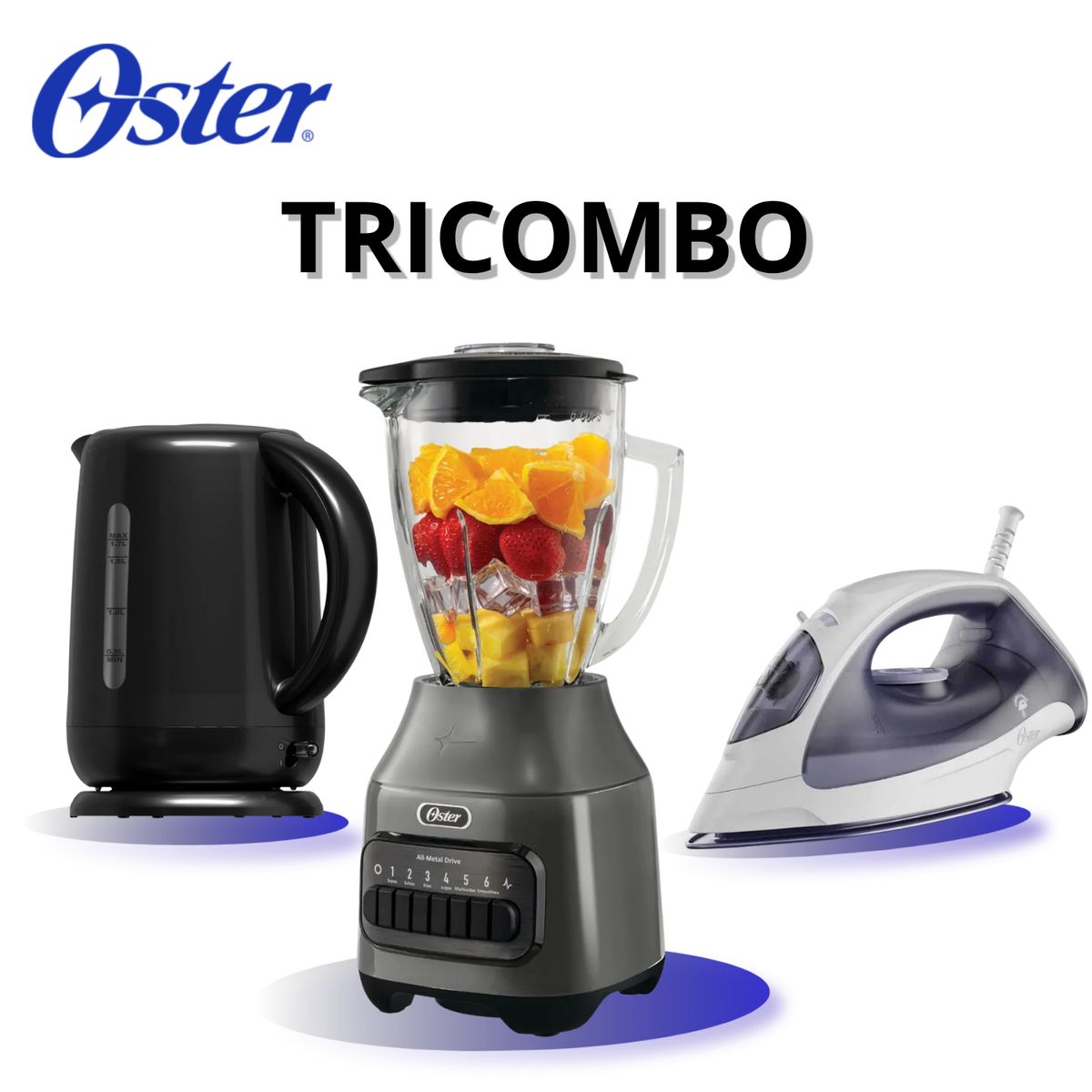 OSTER - Combo de Licuadora  + Hervidor eléctrico + plancha de ropa