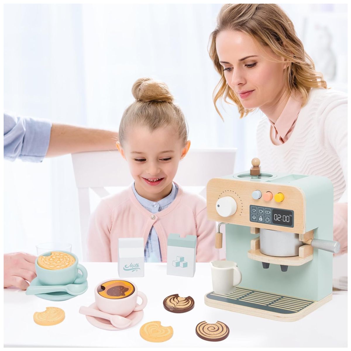 GENERICO - Máquina de Café de Madera Juguete con Accesorios Set Didáctico Niños