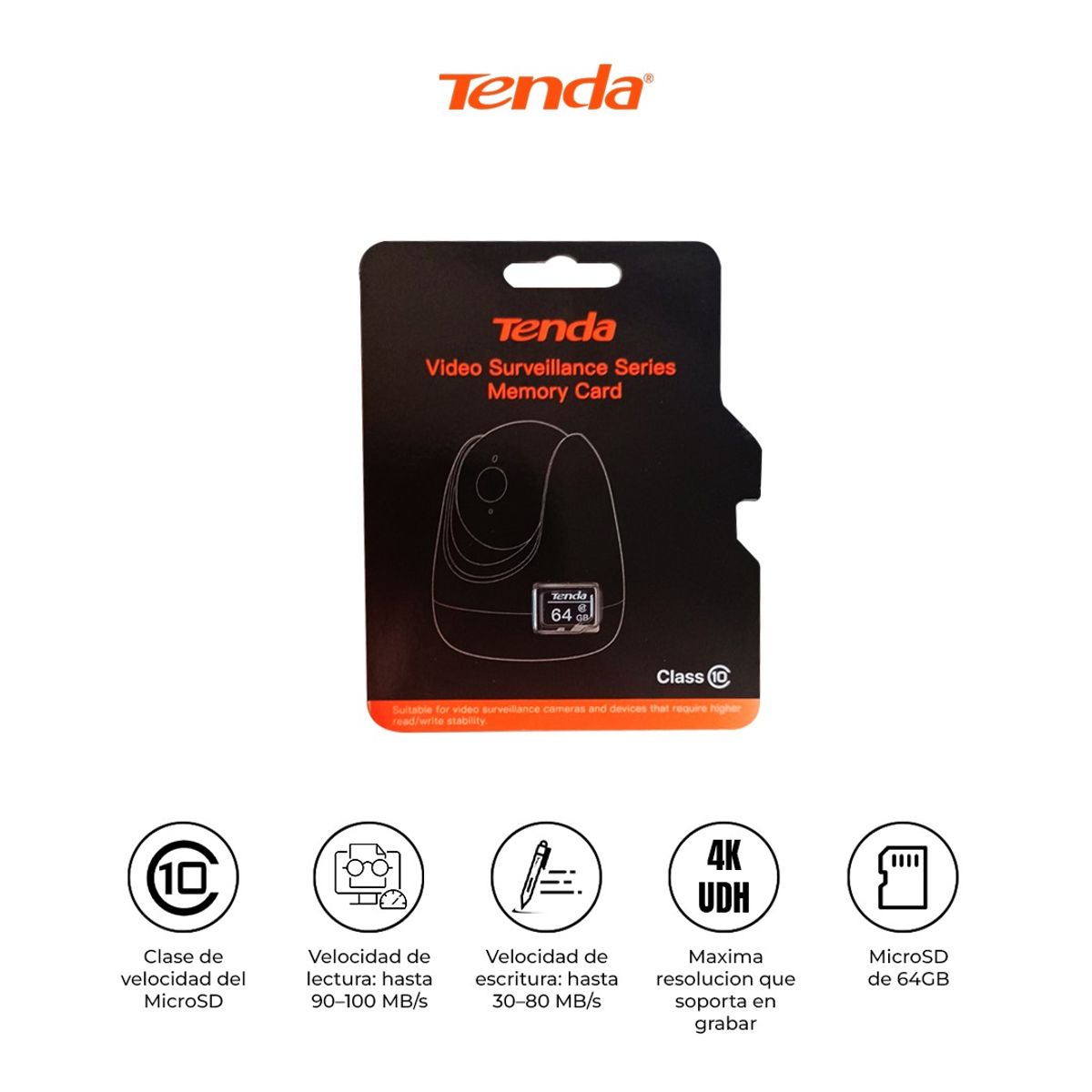 TENDA - MicroSD 64GB Tenda CM064 4K Clase 10 Resistente