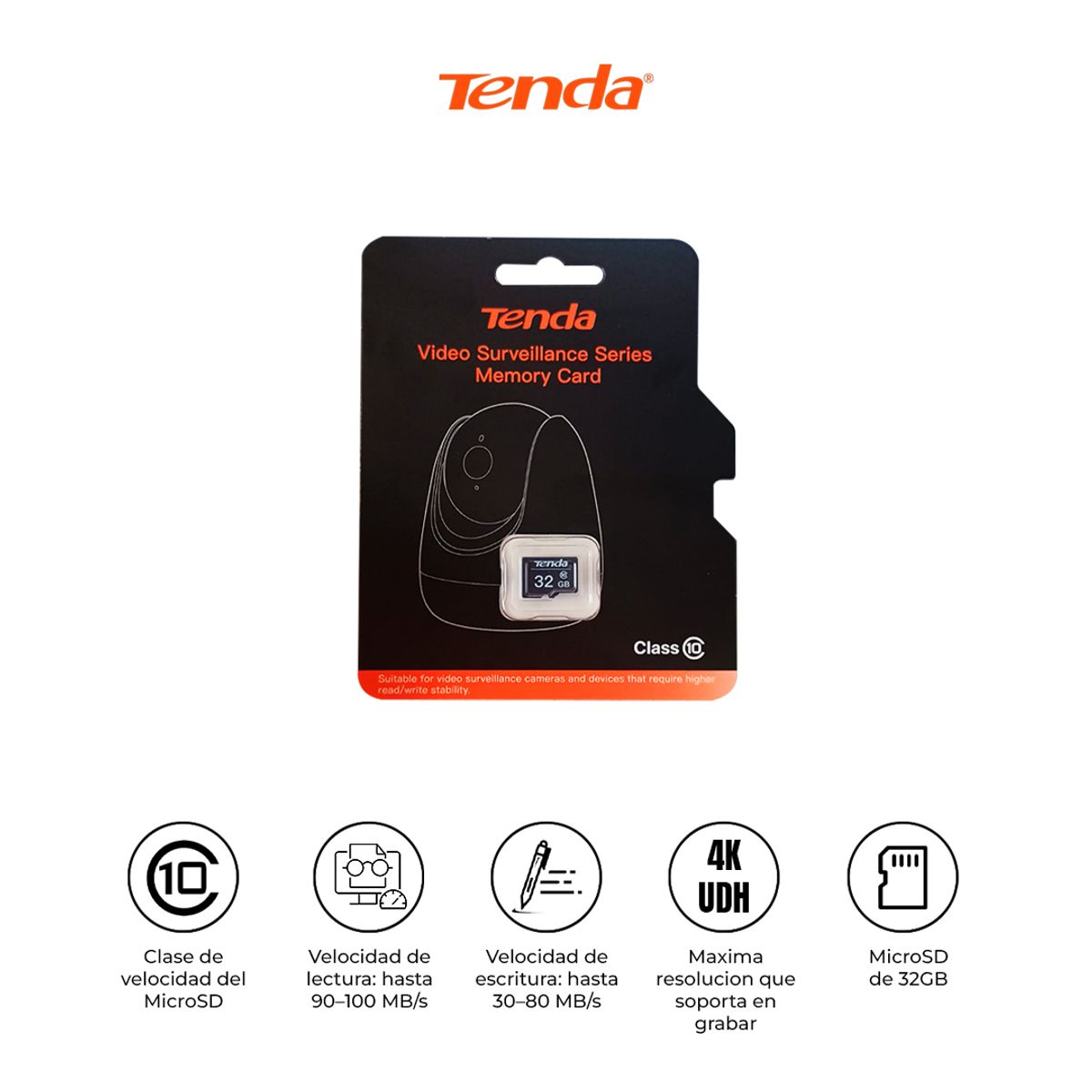 TENDA - MicroSD 64GB Tenda CM032 4K Clase 10 Resistente