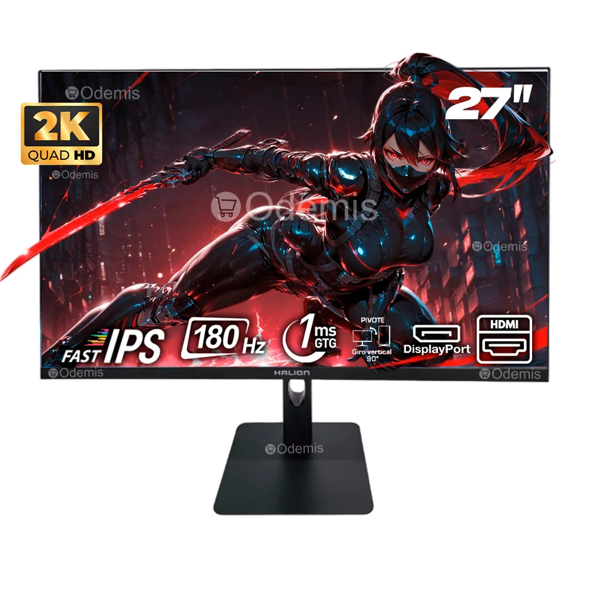 HALION - MONITOR GAMER HALION 27 HG2726QF 2K QHD PIVOT PLANO IPS 180HZ 1MS