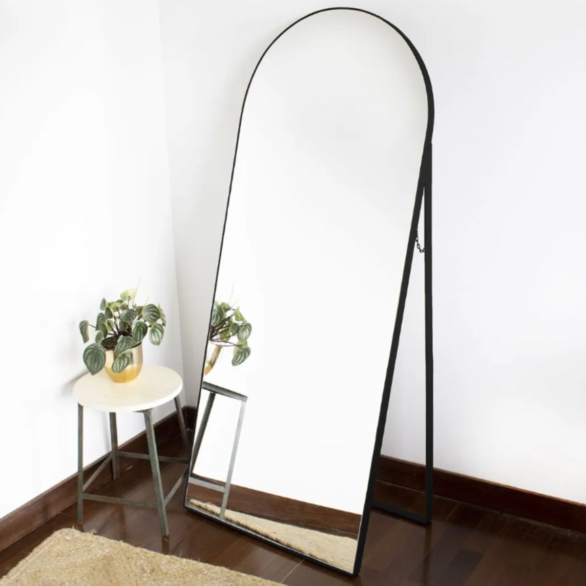 OEM - Espejo De Piso Ovalado Con Soporte 146x36 Cm Negro