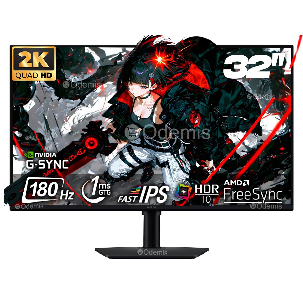 SAMSUNG - Monitor Samsung Odyssey G5 LS32FG500ELXPE 32 Fast IPS 2K QHD 180HZ 1MS G-Sync