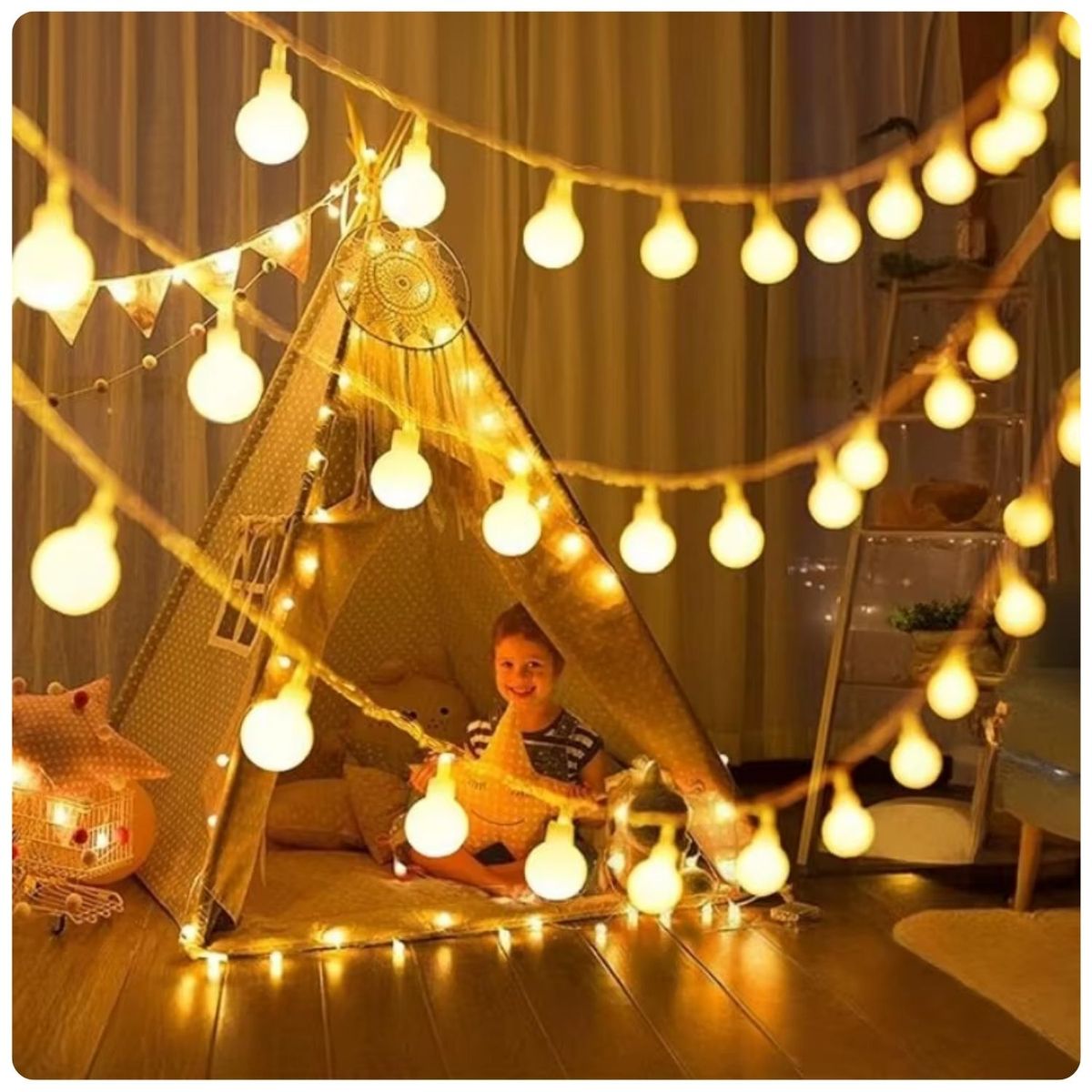 ARTEZA - Guirnalda LED 16m 200 Luces Cálidas Tipo Bolita Cable Transparente 220V Interior Exterior