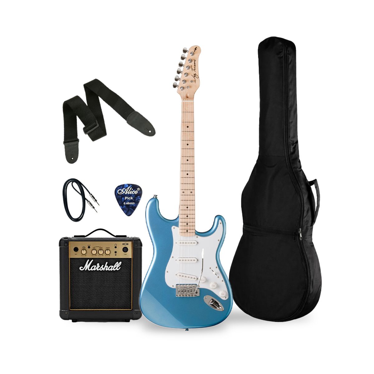 JAY TURSER - PACK GUITARRA ELECTRICA 10 JAY TURSER JT-300M-LPB-M-U; MARSHALL MG10 AMPLIFICADOR 10W; ACCESORIOS