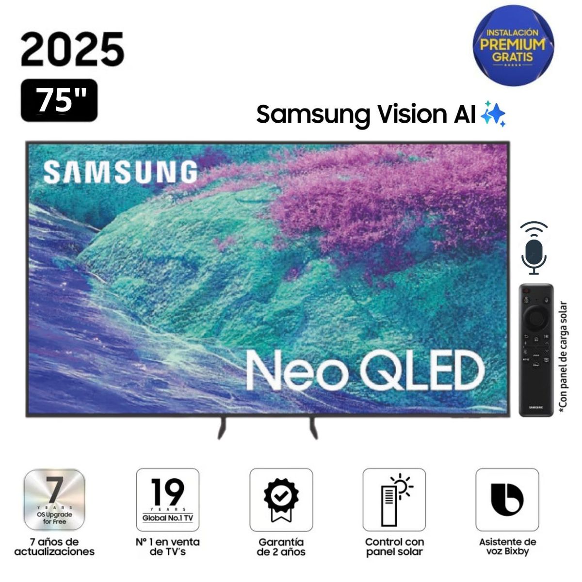 SAMSUNG - Televisor Samsung 75'' Neo QLED 4K Vision AI Smart TV QN75QN1EFAGXPE - Nuevo 2025