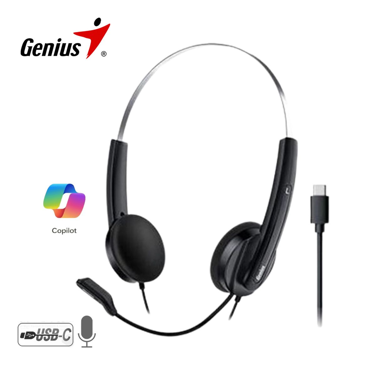 GENIUS - Audífonos Genius HS-220U Usb-c con Micro Para Pc Laptop