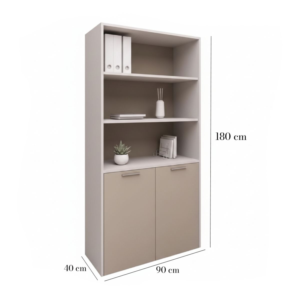 MASIVA HOME - Estante Renato 4 Repisas Taupe y Blanco - Masiva Home