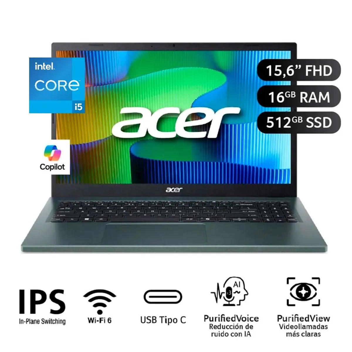 ACER - Laptop Acer Aspire Intel Core i5 13420H 16GB 512SSD 15.6 FHD IPS Win11