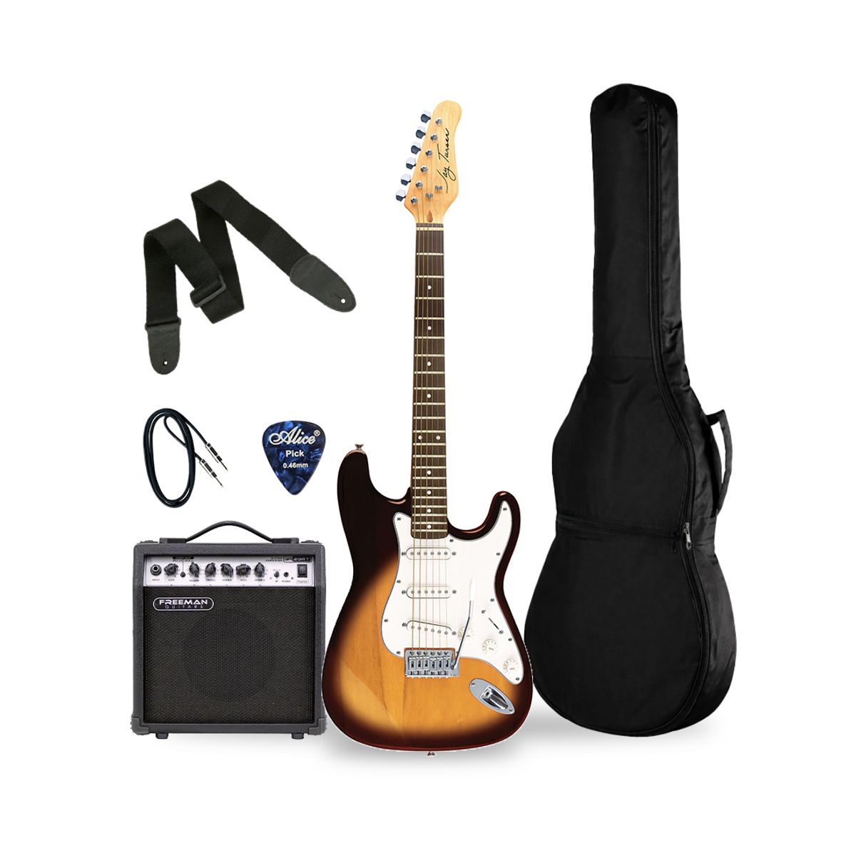 JAY TURSER - PACK GUITARRA ELECTRICA 28 JAY TURSER JT-300-TSB-A-U; FREEMAN GA-20RT AMPLIFICADOR 15W; ACCESORIOS
