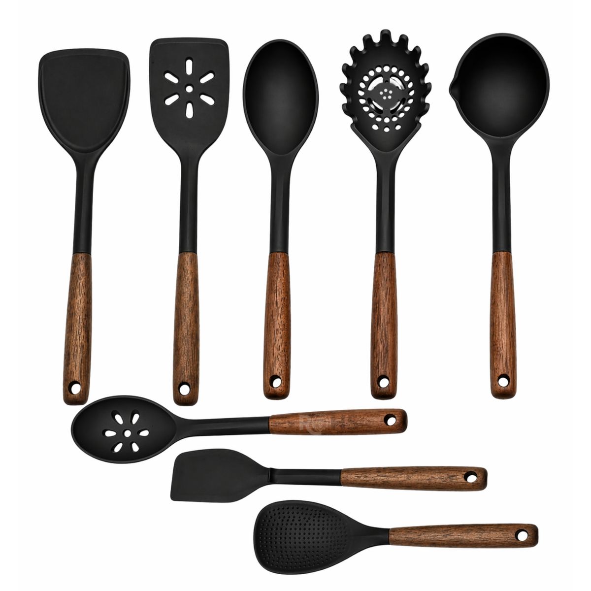 OEM - Set De Utensilios De Cocina Silicona 28 Piezas Con Base Y Accesorios Resistente Al Calor Negro