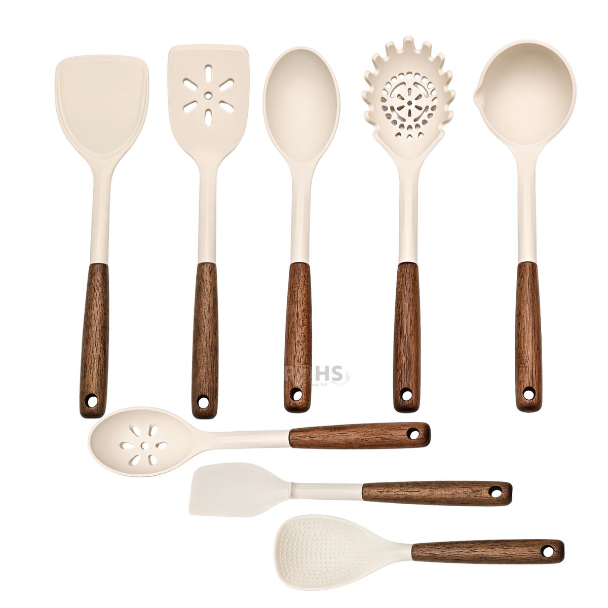 OEM - Set De Utensilios De Cocina Silicona 28 Piezas Con Base Y Accesorios Resistente Al Calor Beige
