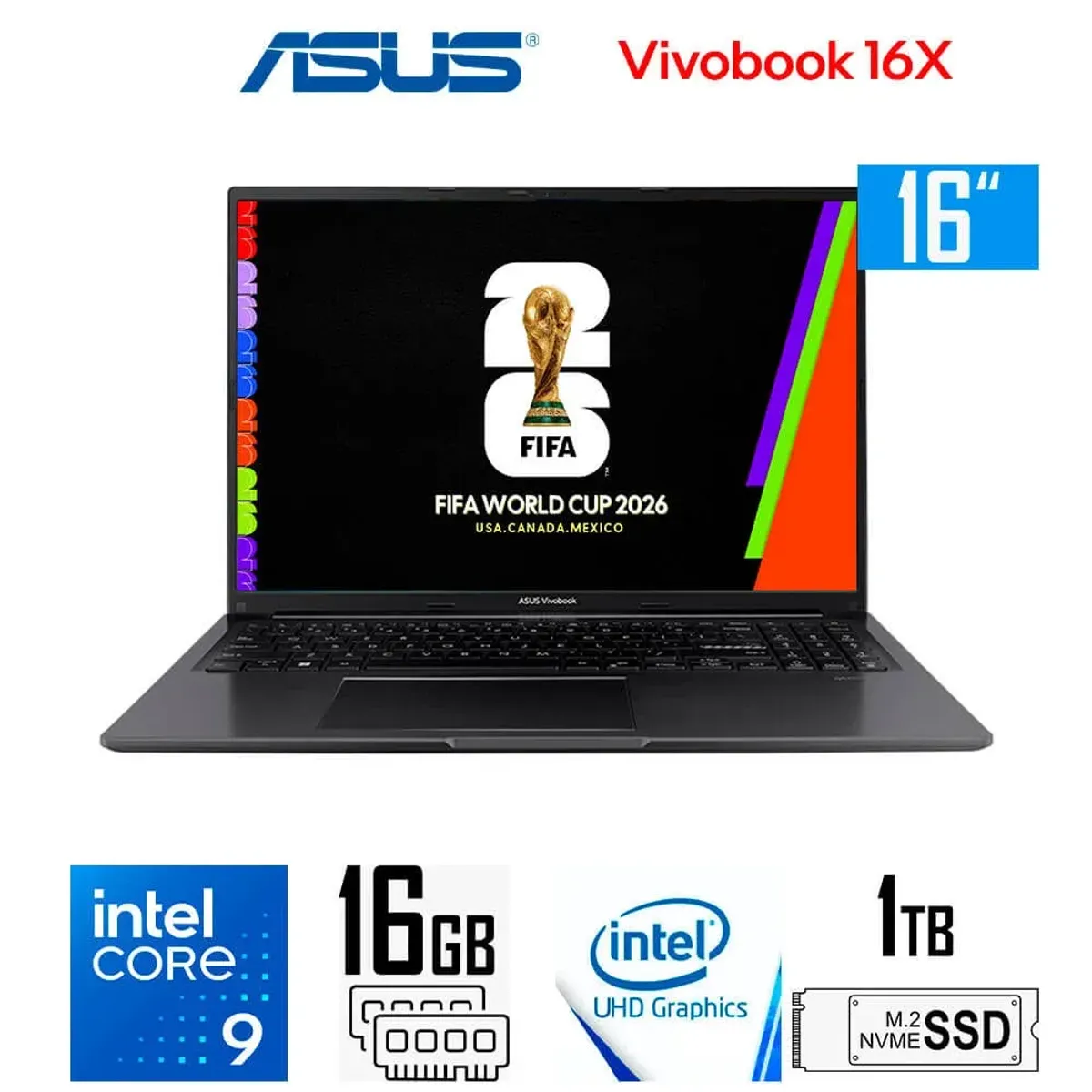 ASUS - Laptop Asus Vivobook 16X intel core 9-270h Intel UHD Graphics 16gb Ram 1tb ssd 16 Wuxga.