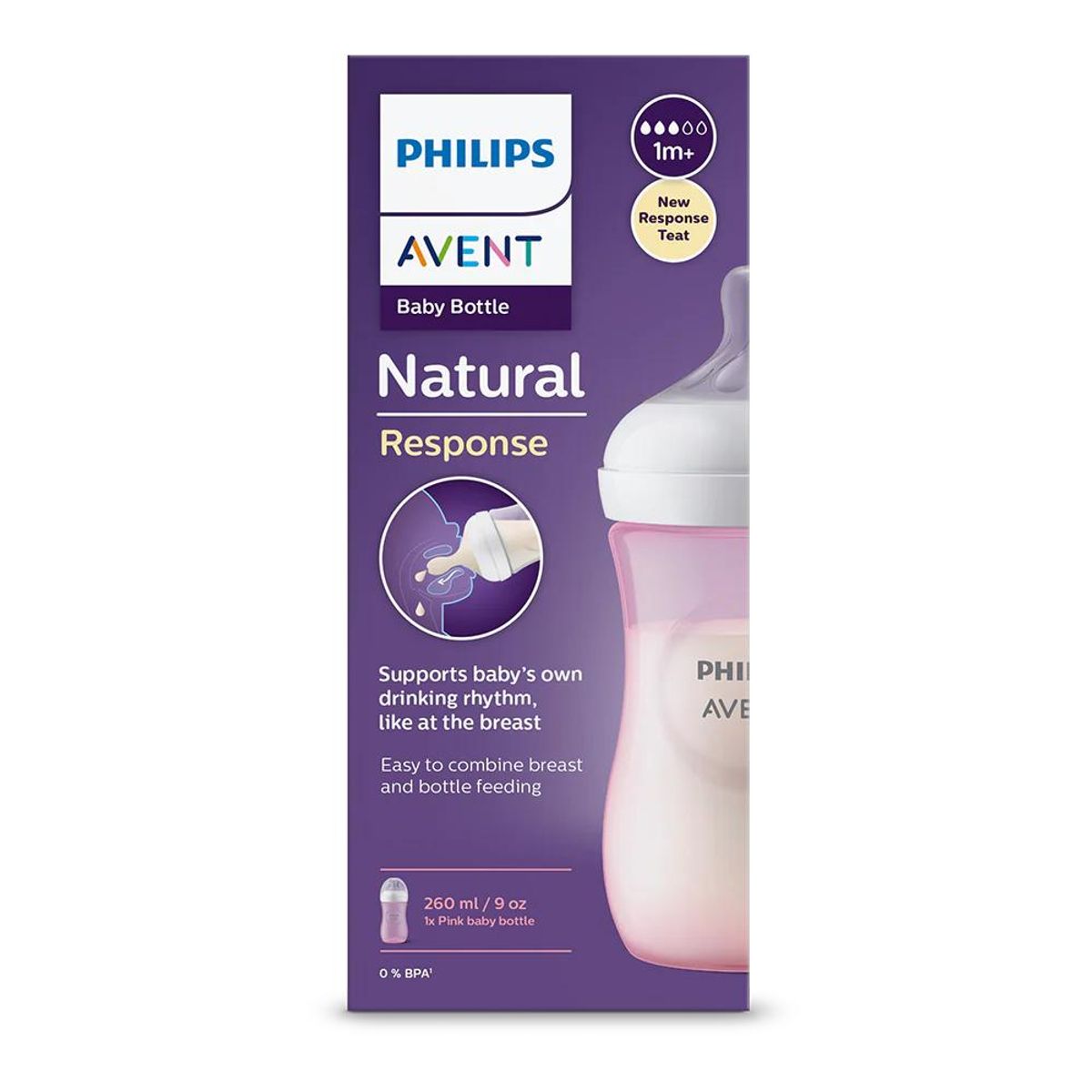 Philips Avent - Biberón Natural Response 3.0 260ml Flow 3 - 1m+