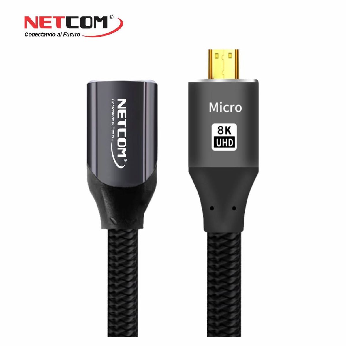 NETCOM - Cable adaptador convertidor Micro HDMI a HDMI Hembra 8K 60Hz NETCOM 4K 120Hz Alta Velocidad 48Gbps