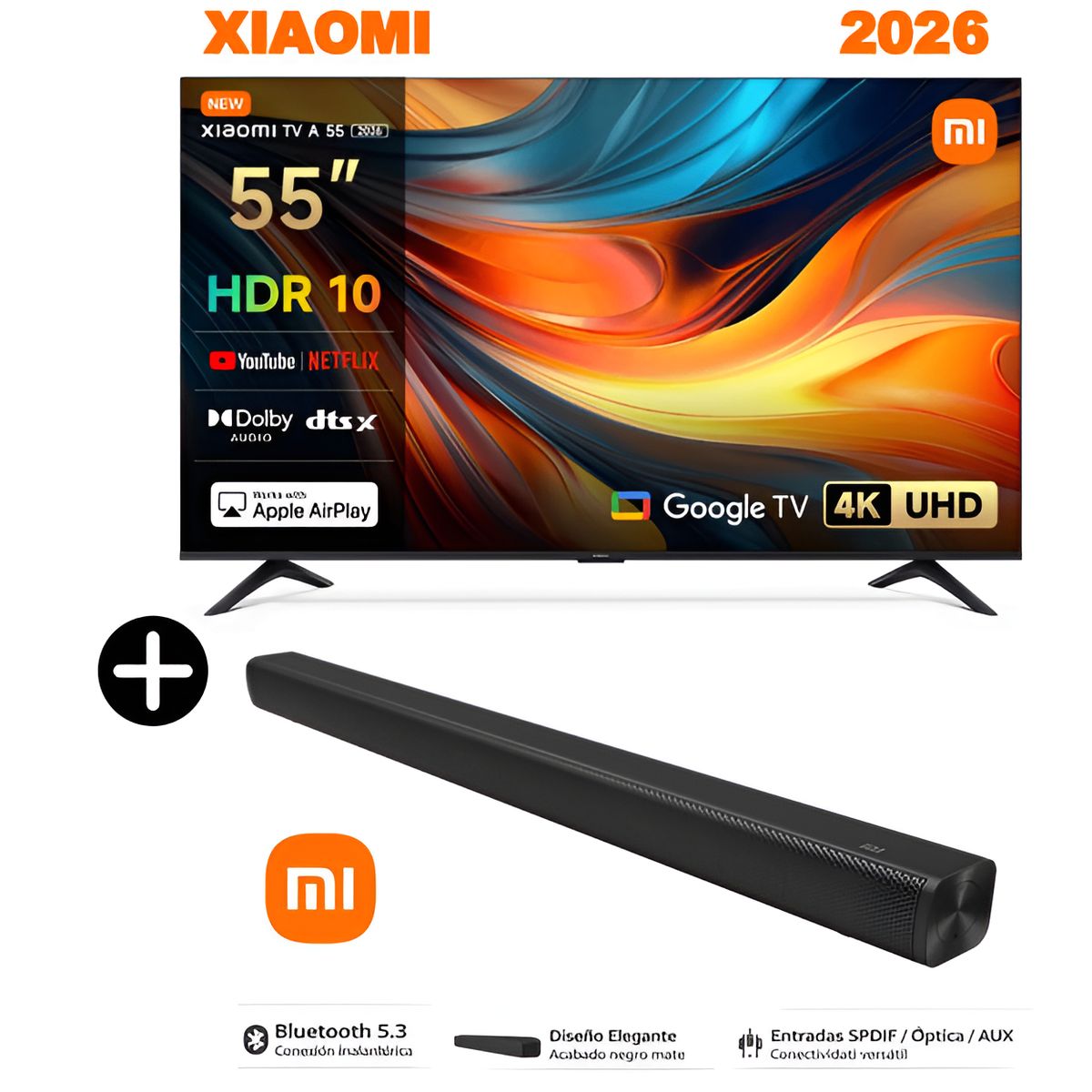 XIAOMI - Televisor Xiaomi 55 LED Smart UHD 4K TV A Google TV 2026 + soundbar