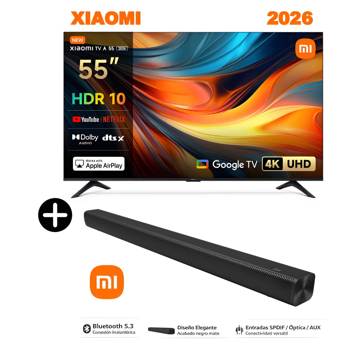 XIAOMI - Televisor Xiaomi 55 LED Smart UHD 4K TV A Google TV 2026 + soundbar