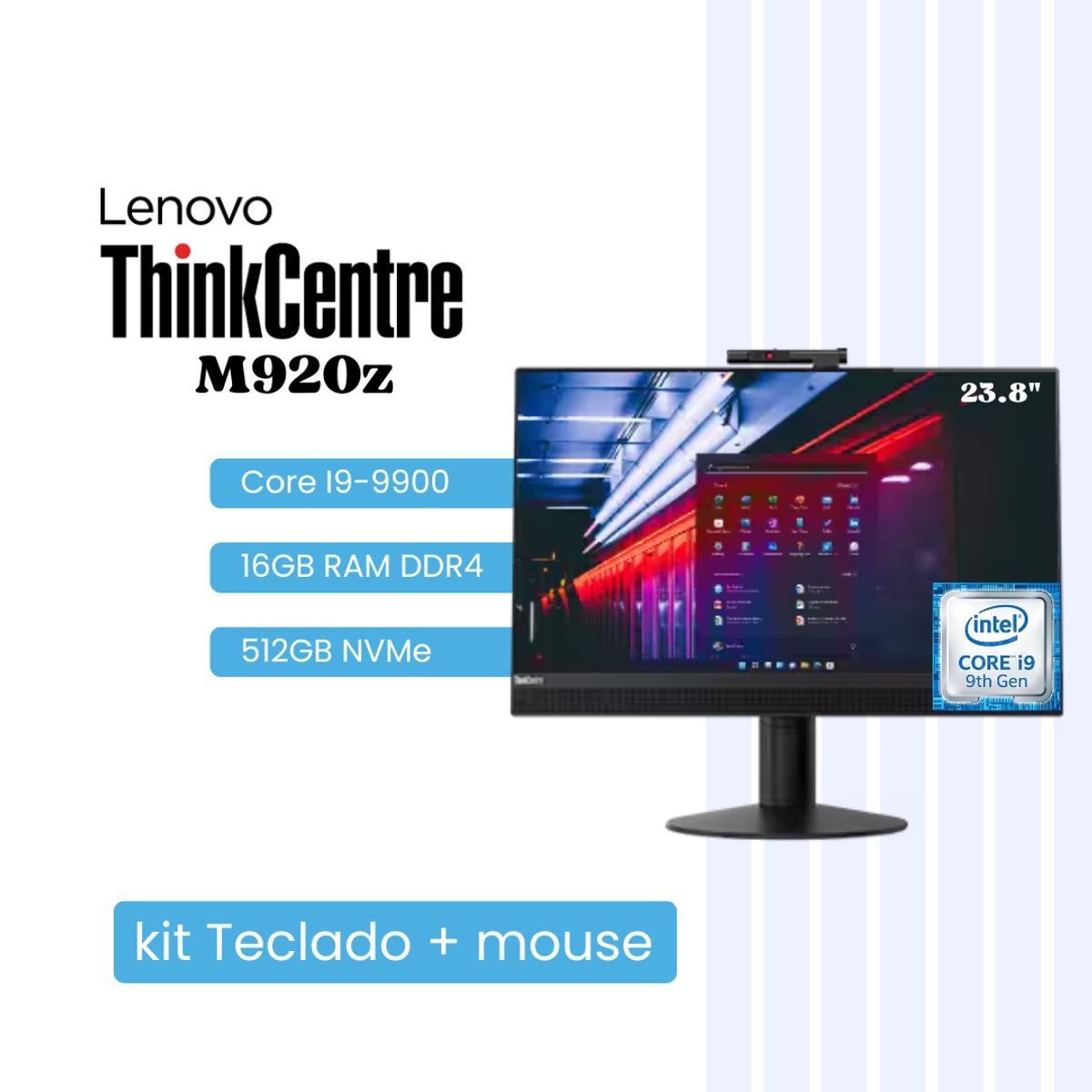 LENOVO - All in One Lenovo Thinkcentre M920z Intel Core i9-9900 16GB RAM DDR4 512GB NVMe 23.8