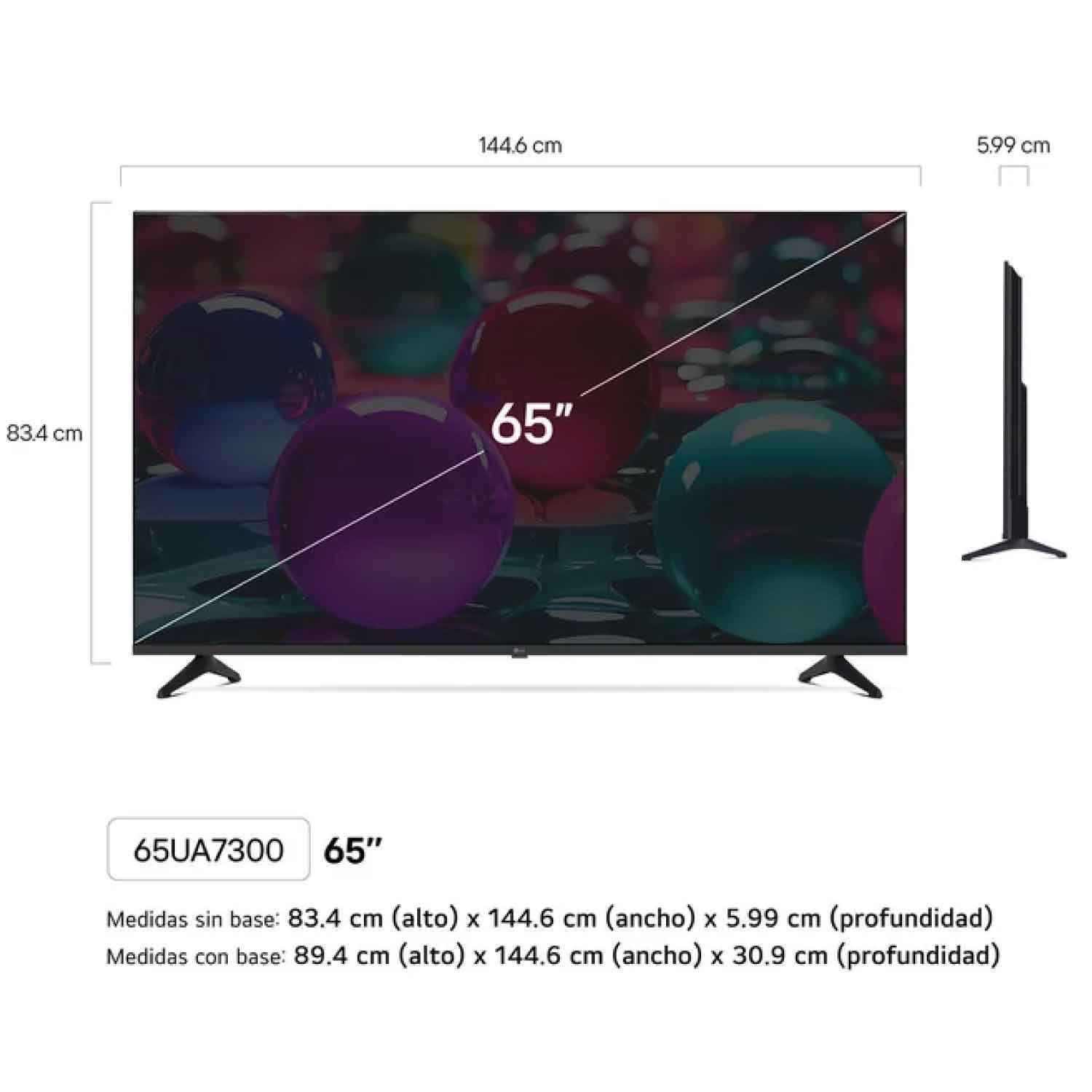 Televisor Lg 65"  Pulg Ultra HD 4K AI ThinQ 65UA7300PSB + Parlante RNC9 + Rack 3