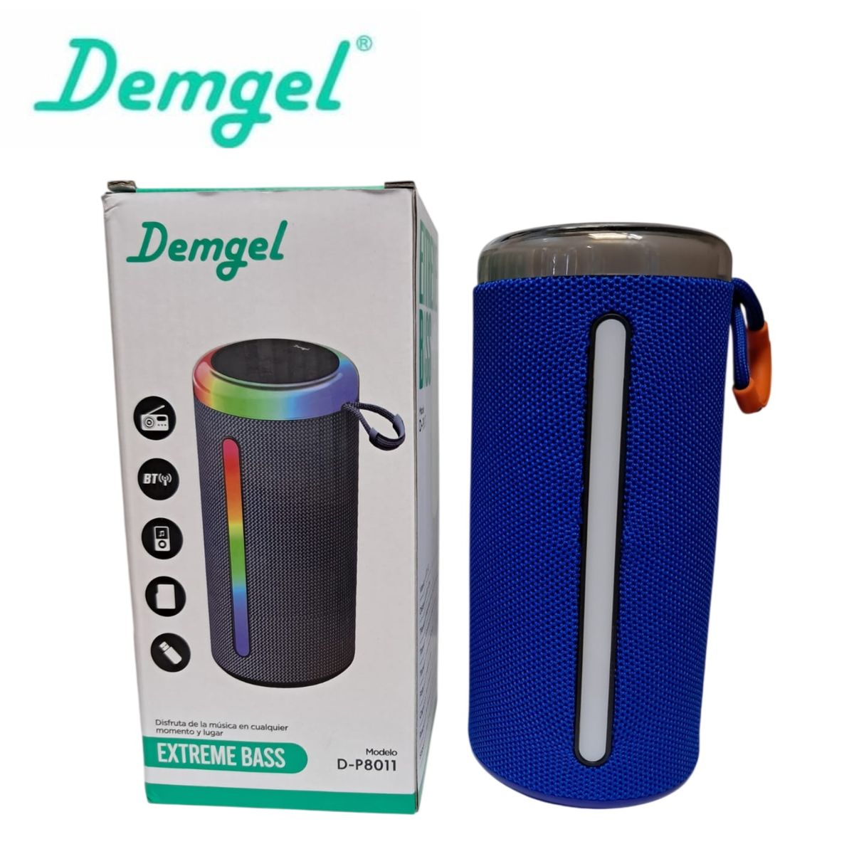 GENERICO - Parlante Demgel Extreme Bass 18 cm 10 Watts 2h. al 50% Bluettooth/Micro SD/USB D-P8011 (Color Azul)