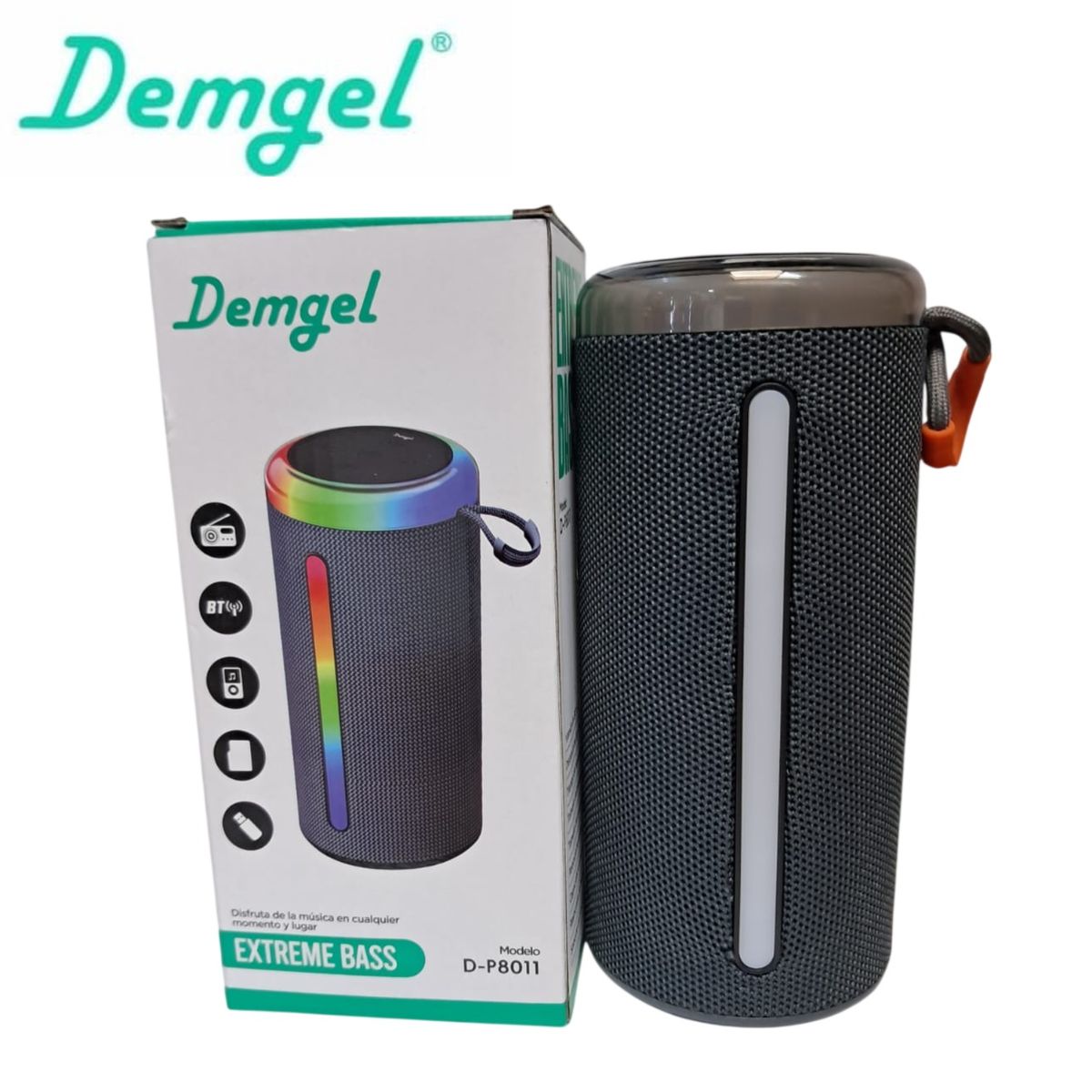 GENERICO - Parlante Demgel Extreme Bass 18 cm 10 Watts 2h. al 50% Bluettooth/Micro SD/USB D-P8011 (Color Gris)