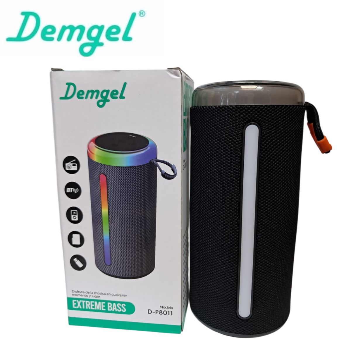 GENERICO - Parlante Demgel Extreme Bass 18 cm 10 Watts 2h. al 50% Bluettooth/Micro SD/USB D-P8011 (Color Negro)